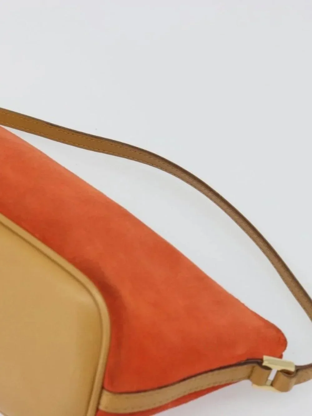 GUCCI Hand Bag Suede Orange Gold 039 1103 Auth BA13451